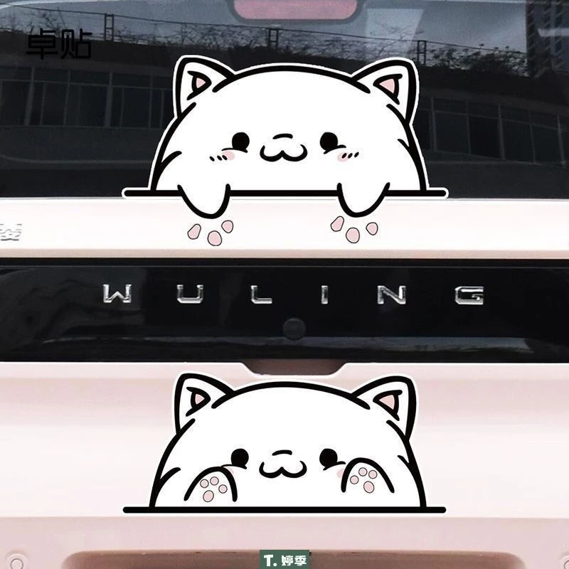 车贴划痕遮挡卡通图案可爱猫咪装饰电动车贴汽车个性创意贴画