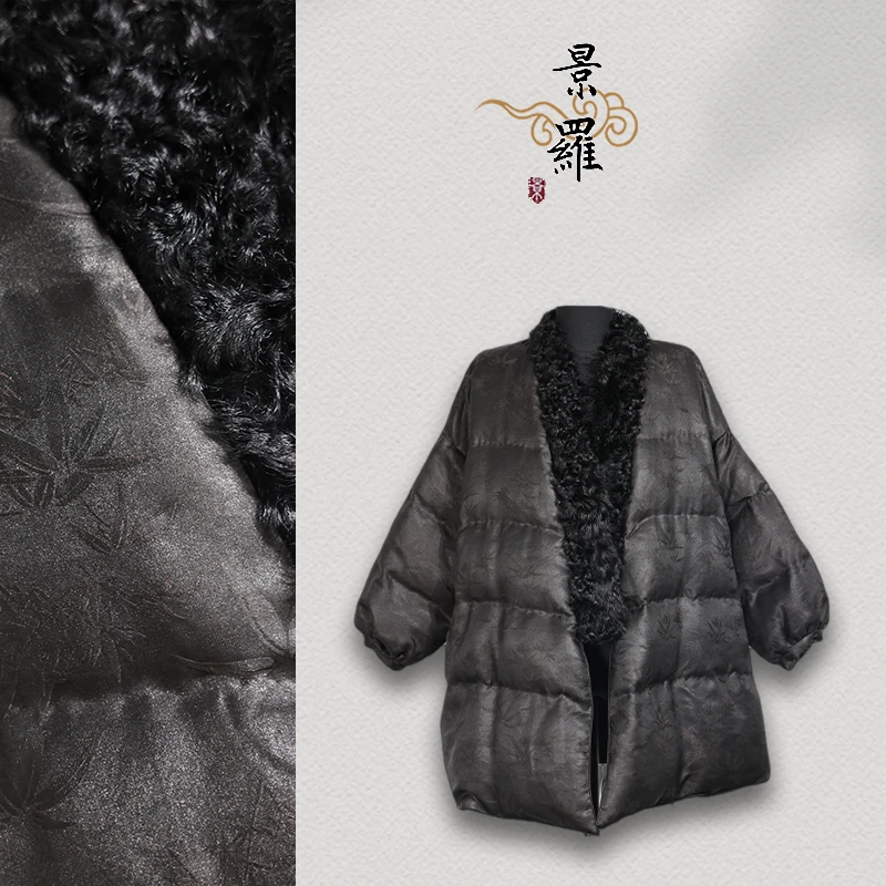 【光时迁】景衣国风黑色宽松对襟手绣上衣