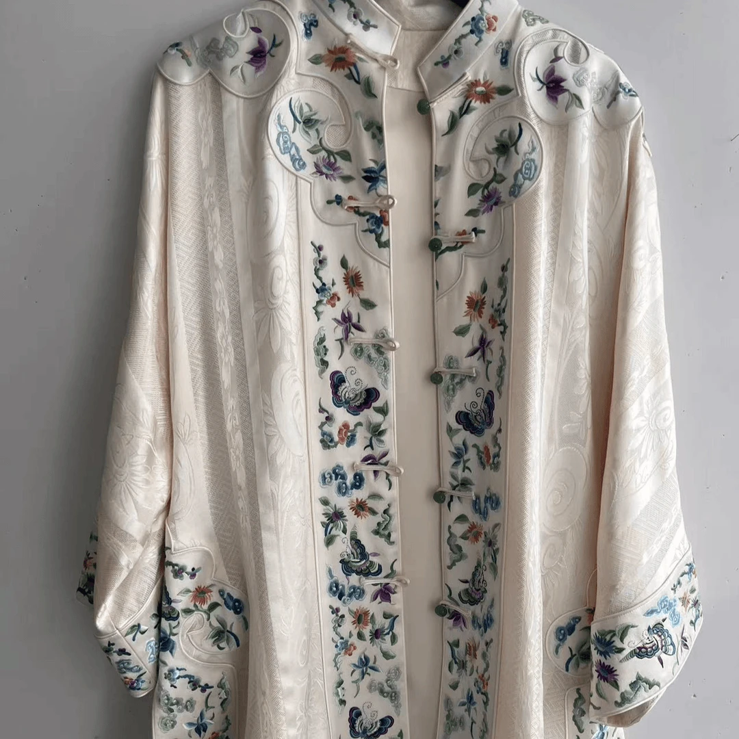 【亿百衣】景衣国风白色绣花百搭刺绣上衣