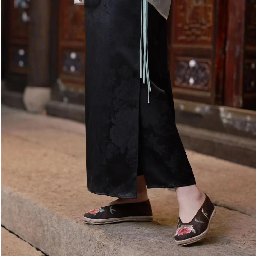 【题醉袖】国风黑色日常百搭半身裙提花绣花