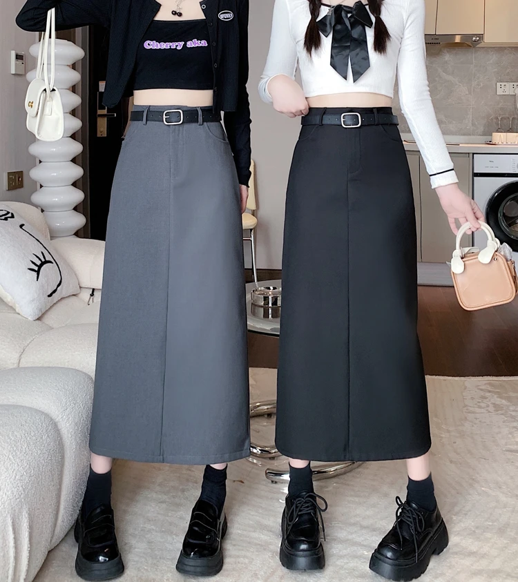 西装半身裙女中长版高腰包臀裙春秋季2025新款A字裙直筒长裙潮