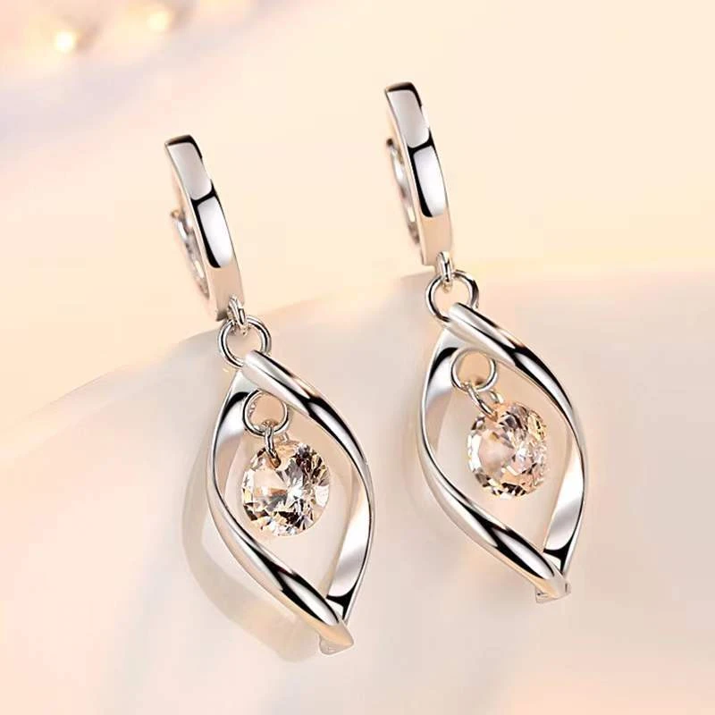 老凤凰纯银耳饰 纯银耳环女S999防过敏四叶草网红气质甜美百搭耳