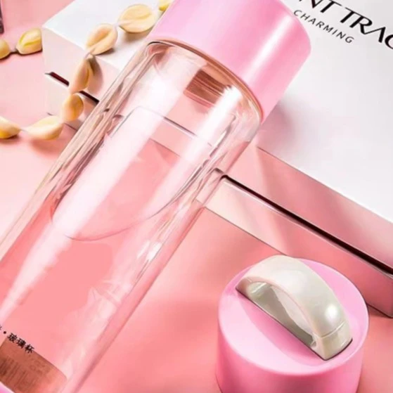 F-光玻璃杯双层透明水杯便携清新可爱简约家用个人专用少女士茶杯