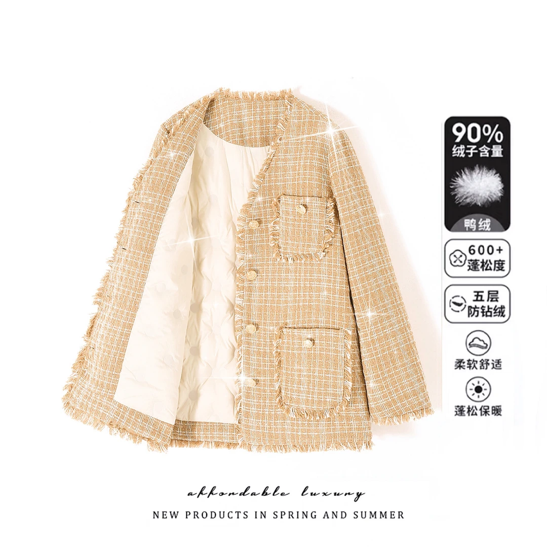 秋冬装90白鸭绒气质小香风时尚短款羽绒服22168