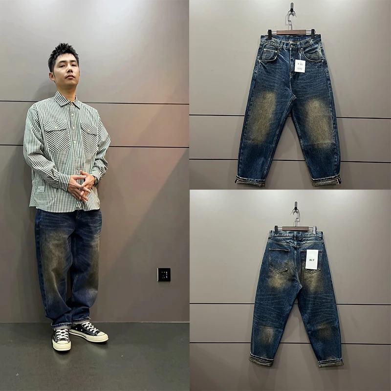 断码清货！日系复古17盎司重磅全赤耳包边锥形厚款重磅牛仔长裤男