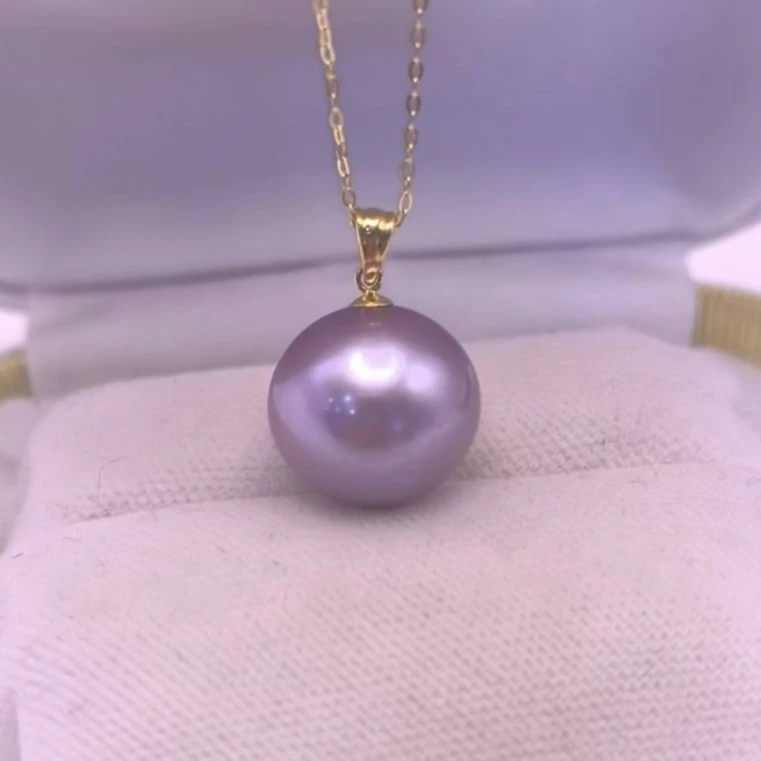 【鹿鹿】18K金紫色爱迪生13-15mm大龙珠吊坠