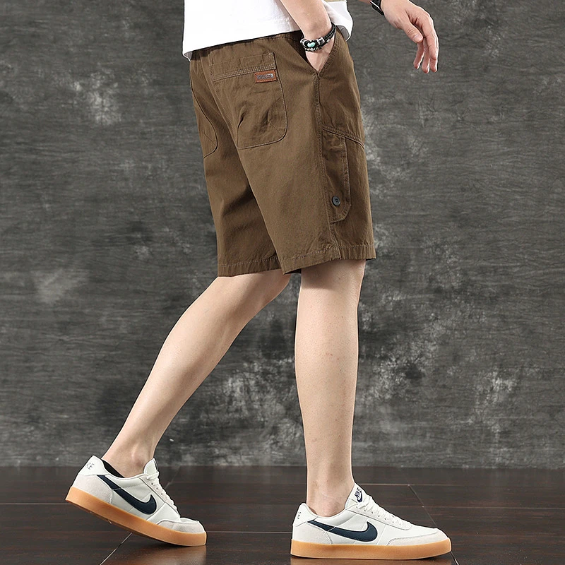 花花公子高端休闲短裤男士夏季潮流工装五分宽松口袋机能中裤子男