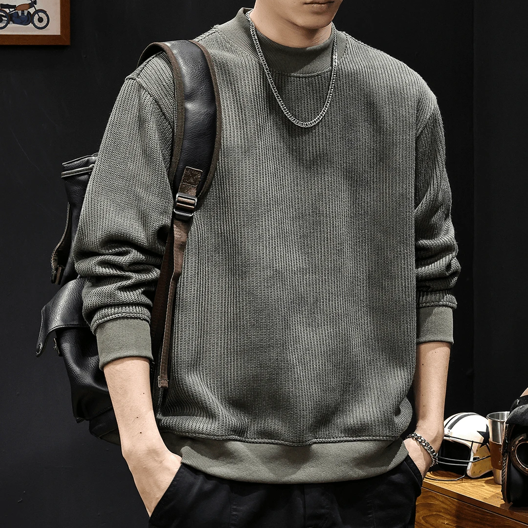 仿毛衣针织卫衣男2025秋冬新款重磅美式男装大码男士潮牌圆领衣服