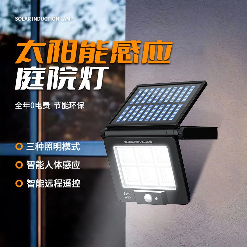 饶何 新款太阳能庭院人体感应壁灯智能遥控光感户外感应灯