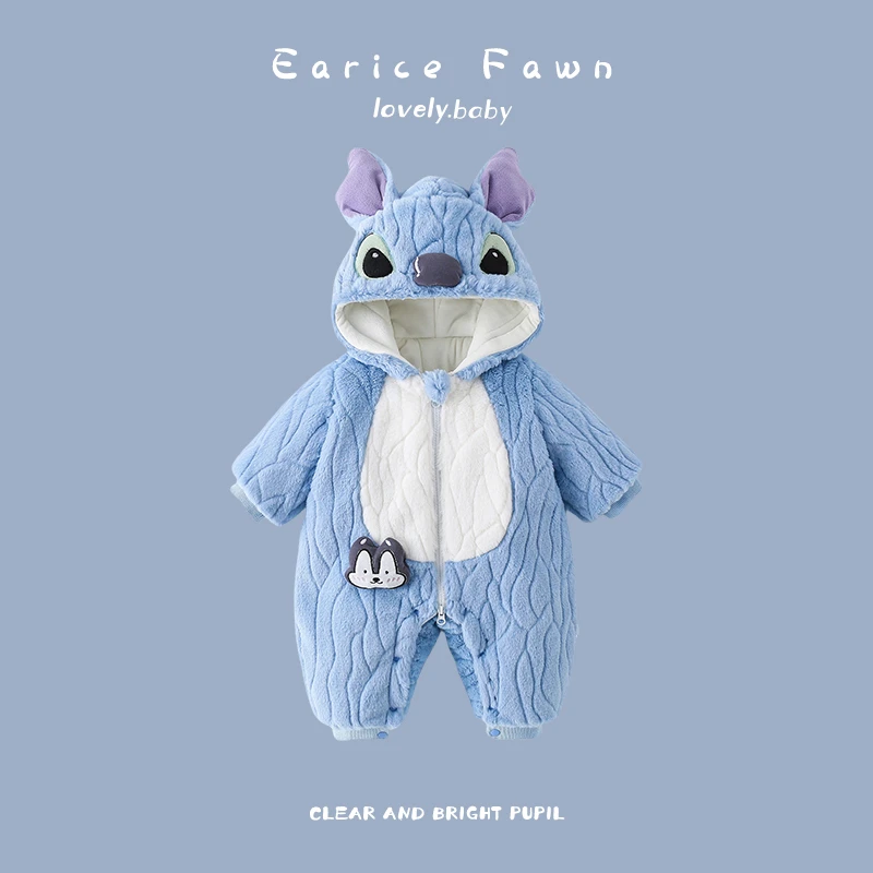 DZ婴幼儿宝宝冬季连体衣满月百天爬爬服超萌可爱哈衣外出加棉加厚