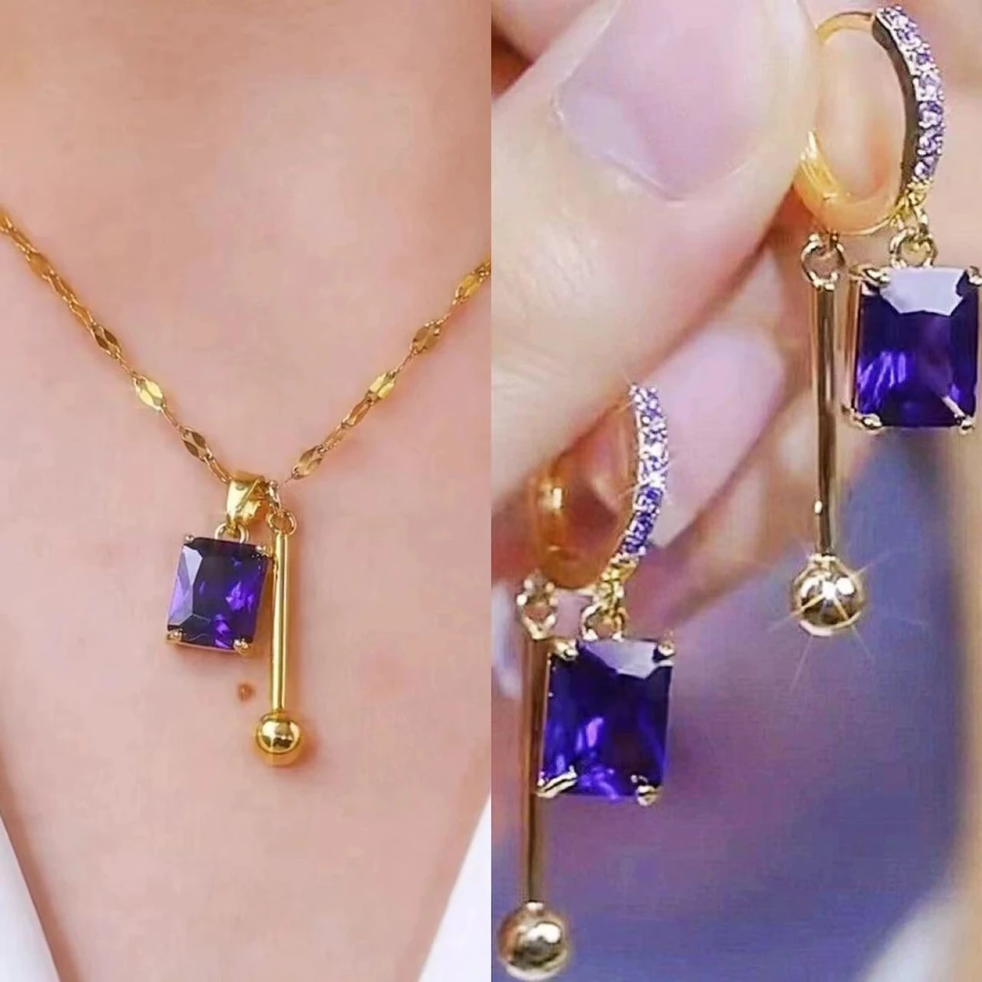 YOUER/柚耳 铜合金项链 紫色项链女高级气质百搭锁骨链颈链128#