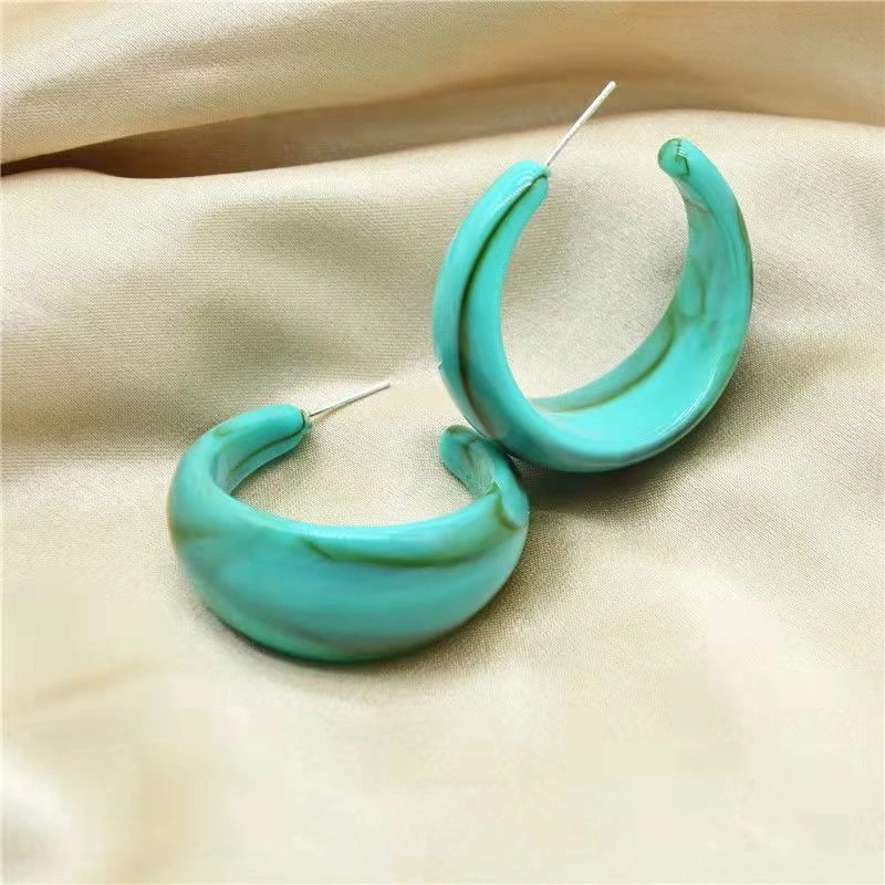 非金属亚克力耳饰 S9耳针新款亚克力几何C字型简约耳环女小众耳圈