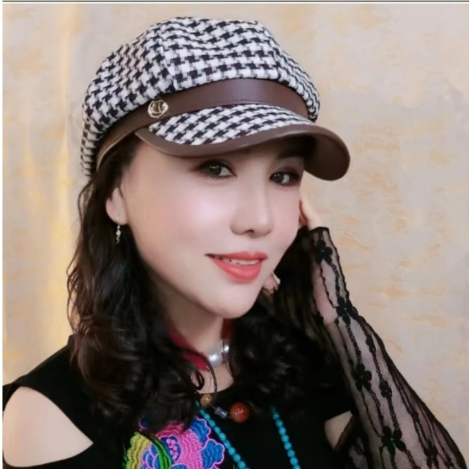 八角帽女潮牌D字母贝雷帽韩版百搭日系英伦复古画家帽鸭舌报童帽