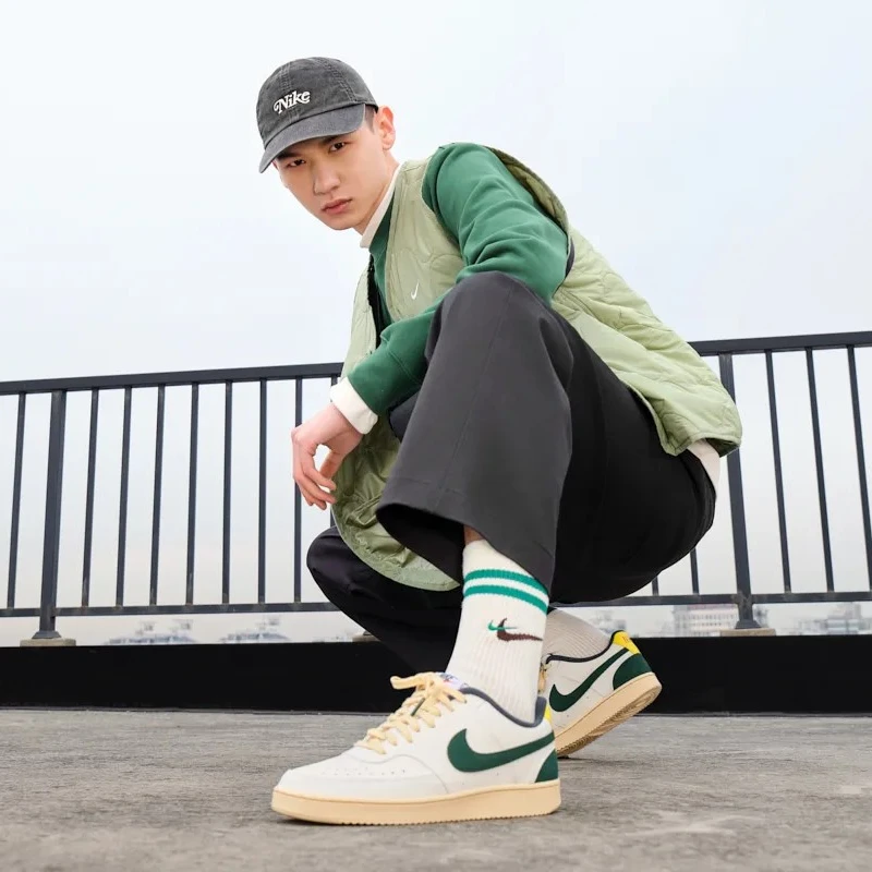 NIKE/耐克男子经典COURT VISION低帮白绿潮流休闲板鞋FD0320133