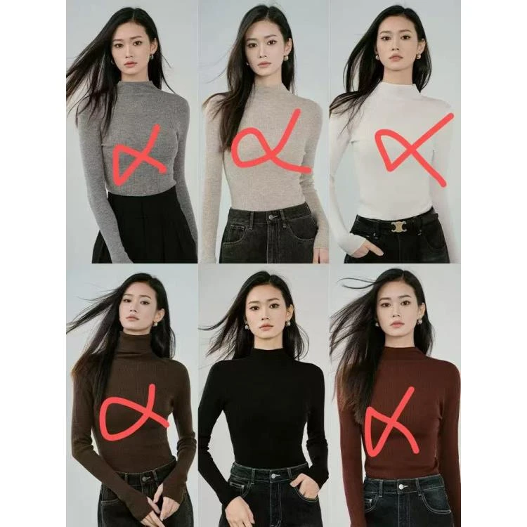 胸90-140长61修身显瘦套头长袖软糯针织上衣 6159