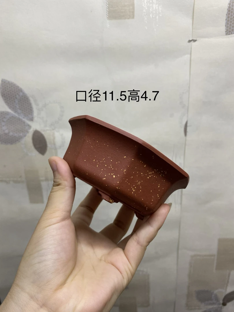 宜兴紫砂花盆八方铺砂红清水泥料小盆