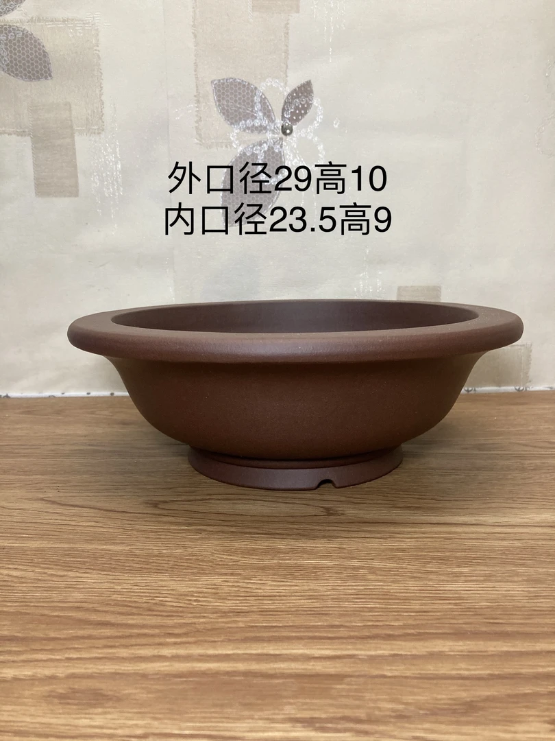 宜兴紫砂花盆紫泥圆盆手工盆景盆