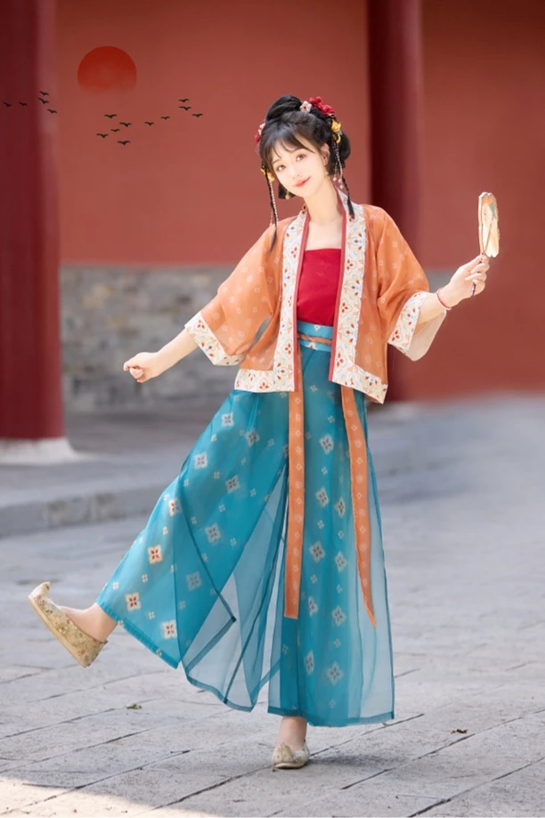 懿琳坊原创汉元素宋制汉服抹胸上衣女改良宋裤套装夏款