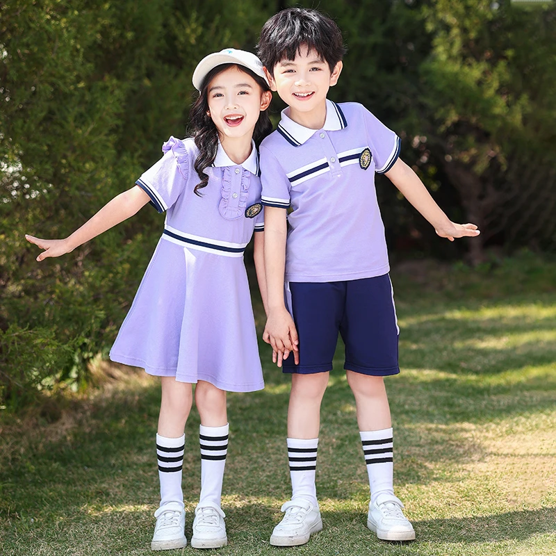 换小学生校服夏装两件套连衣裙运动会班服幼儿园园服儿童表演服