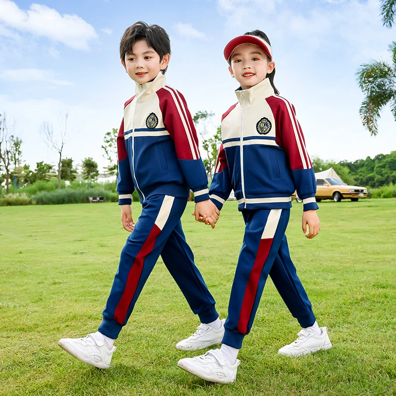 幼儿园园服春秋款儿童春秋套装小学生校服蓝红运动服女童秋季班服