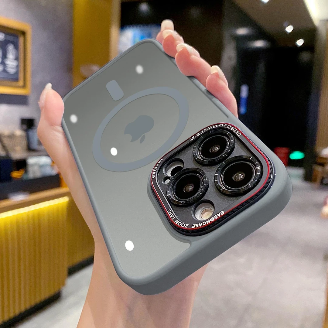 适用苹果15手机壳新款金属镜框磁吸iPhone15pro透明磨砂14promax