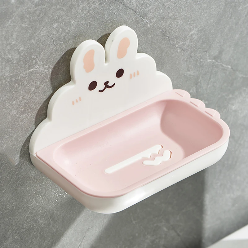 肥皂盒家用双层沥水大容量香皂盒卫生间无痕粘贴壁挂式卡通置物架