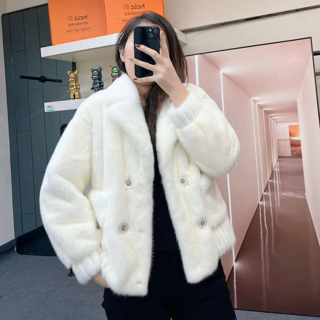 【yaya推荐】Z-5进 口 貂 大衣 短外套冬季时尚百搭宽松女士