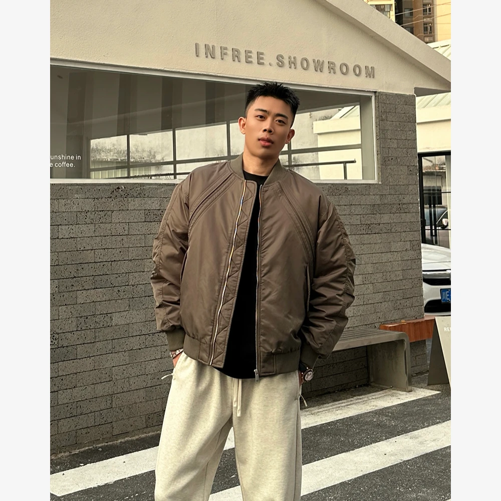 YIHAO STUDIO冬季新款美式飞行夹克羽绒服潮流加厚短款保暖外套