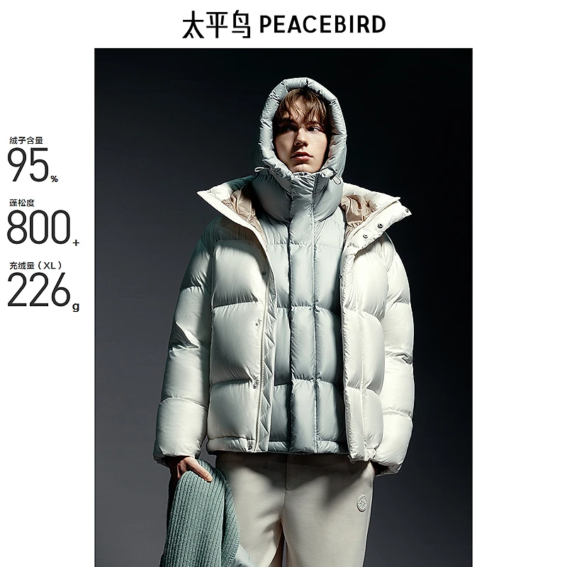 【95绒子】太平鸟男装 冬季潮流连帽羽绒服B1ACE4446