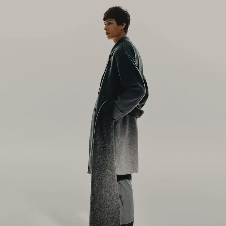 【美利奴】太平鸟长款冬明线双面呢绵羊毛澳毛毛呢大衣BWAAD4152