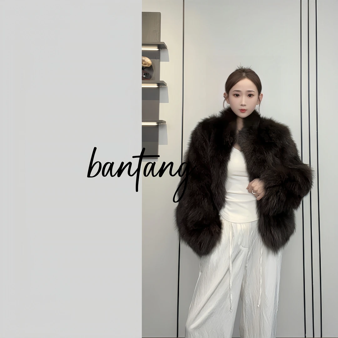 【伴糖】“芬兰漫雪” 小立领 整版腹毛外套