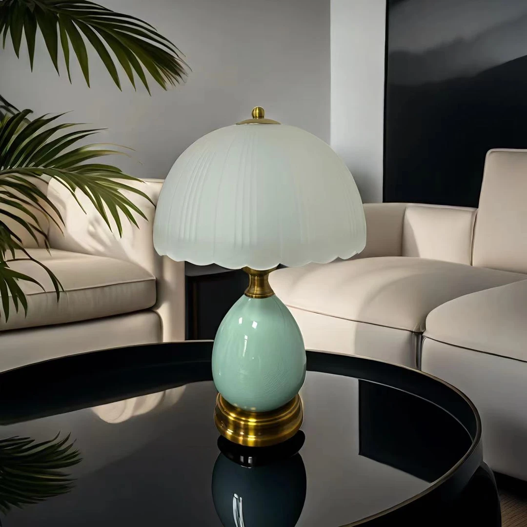 冰裂纹陶瓷台灯复古高级卧室床头灯欧式创意高档小夜灯护眼三色