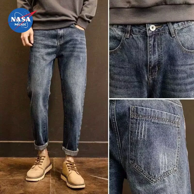 NASA牛仔裤加厚美拉德水洗哈伦时尚洋气百搭休闲裤潮流男女工装长