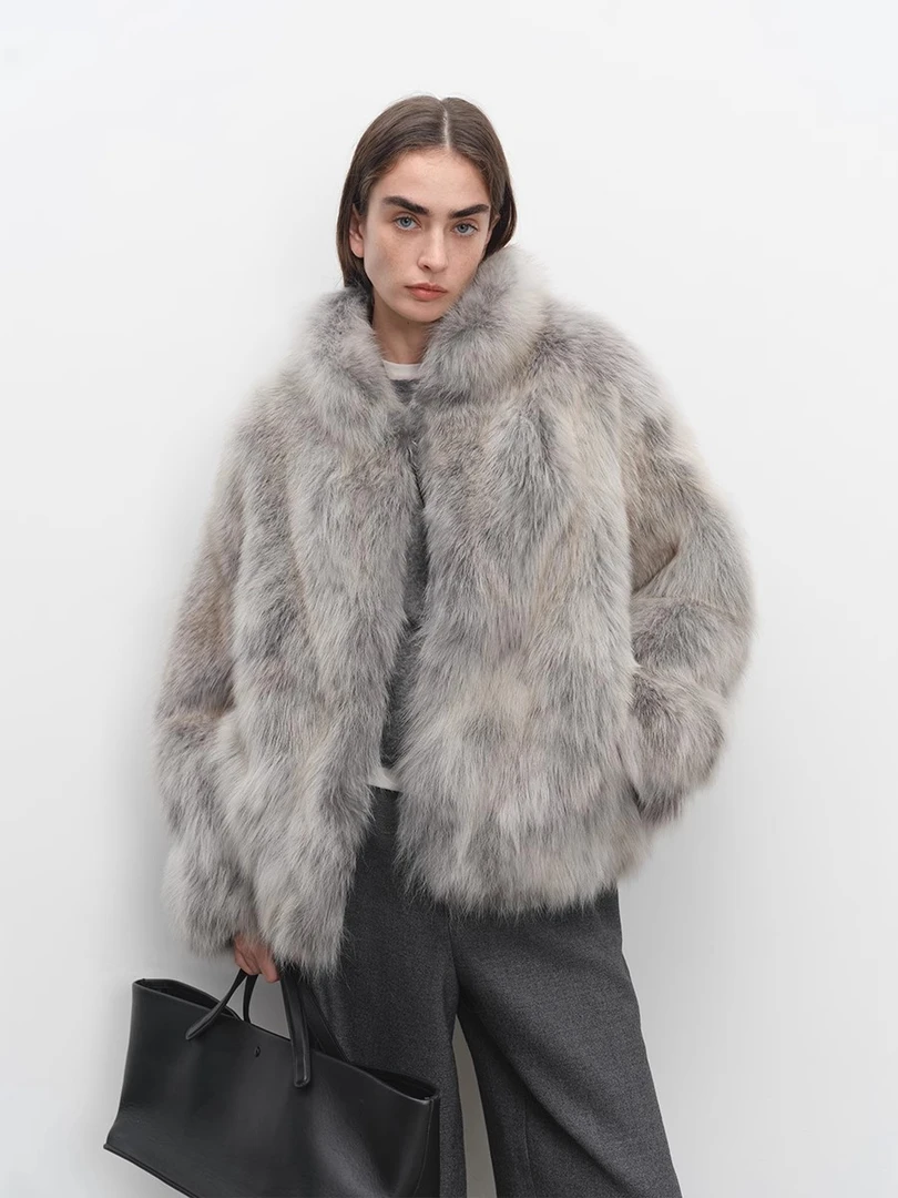 MSBEAST芬兰进口狐狸毛皮草外套女整皮腹毛小立领显瘦丨万有引力