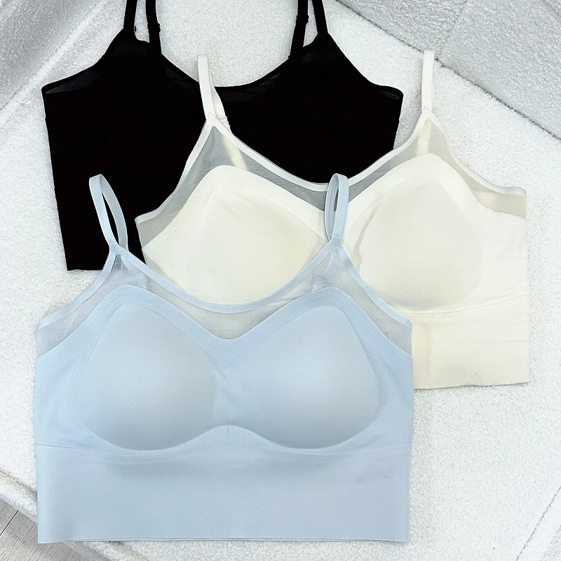 【苹果现货清清】大码背心吊带纯色打底带胸垫遮肉显瘦CC1024