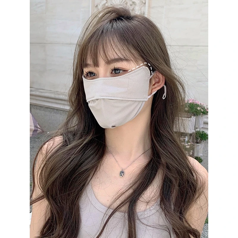 透气防晒口罩女夏季腮红护眼角3d灰色显脸小开车防紫外线遮阳面罩