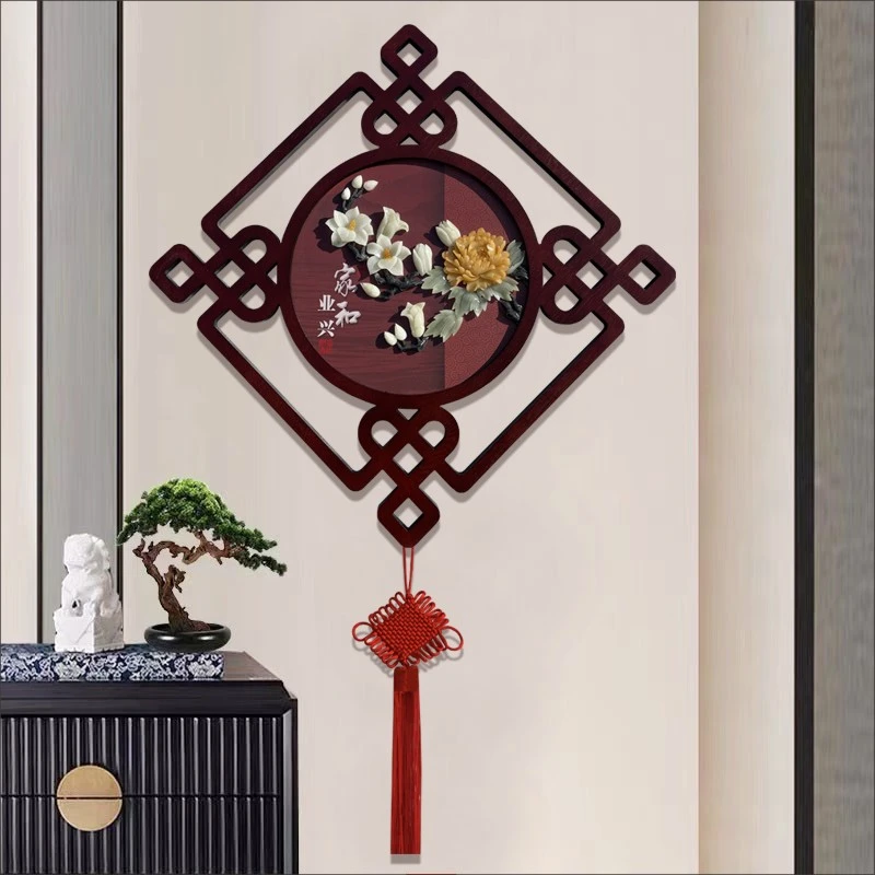 客厅装饰画新中式玄关装饰画沙发背景墙玉雕画走廊过道餐厅挂画