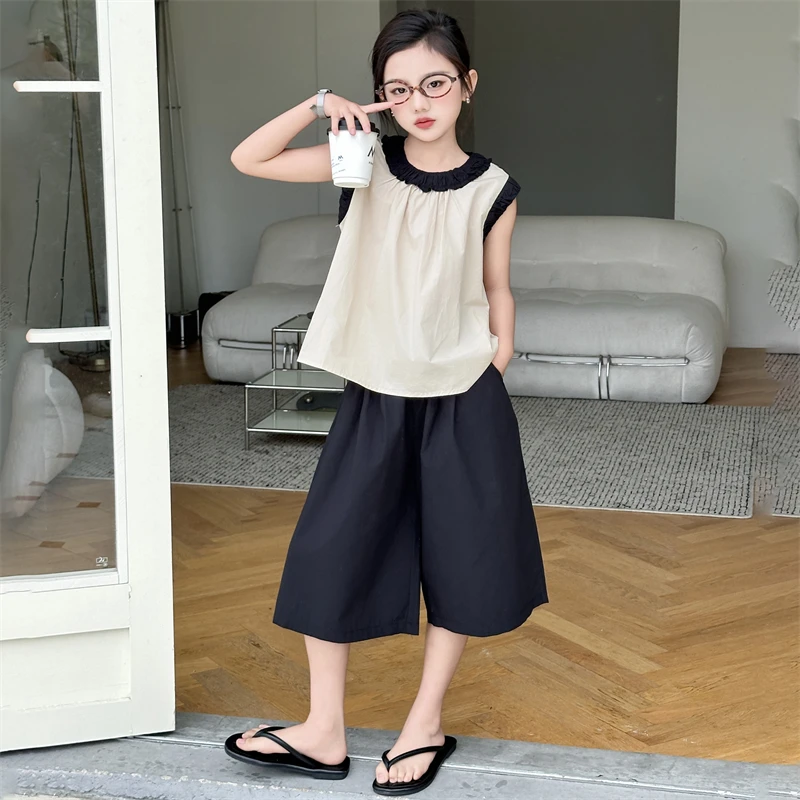 女童夏装2025新款洋气时髦套装儿童夏季大童小女孩网红炸街两件套