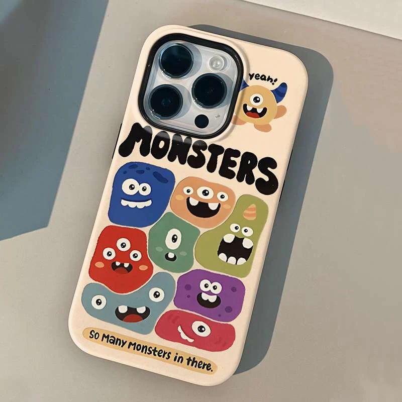 怪兽苹果/iPhone15oppo reno6pro基友手机壳全包外壳ins情侣可爱