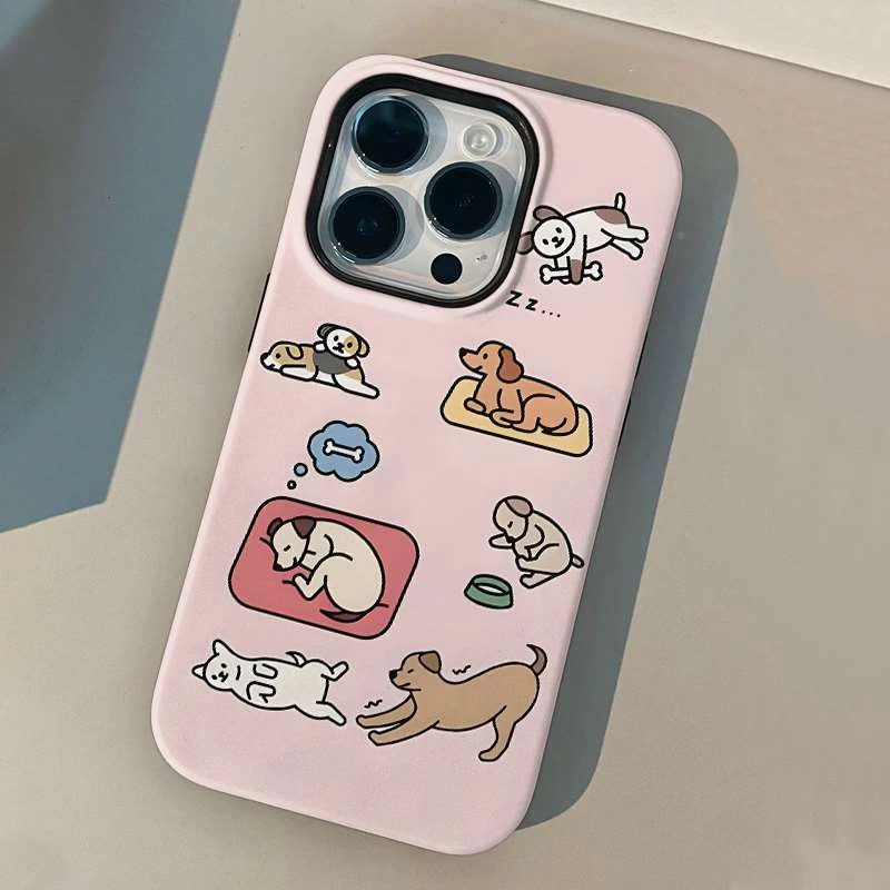 小狗粉色苹果/iPhone12华为mate60女生手机壳全包菲林硬壳情侣