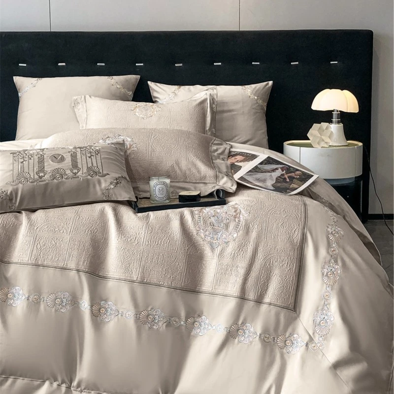 FAMILUO专享—菲欧娜 高织高密埃及棉全棉高奢色织提花刺绣四件套