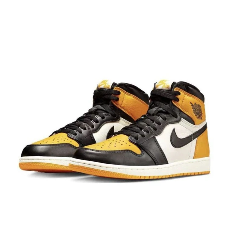 耐克Air Jordan 1 OG AJ1出租车黑黄脚趾男款运动球鞋 555088-711