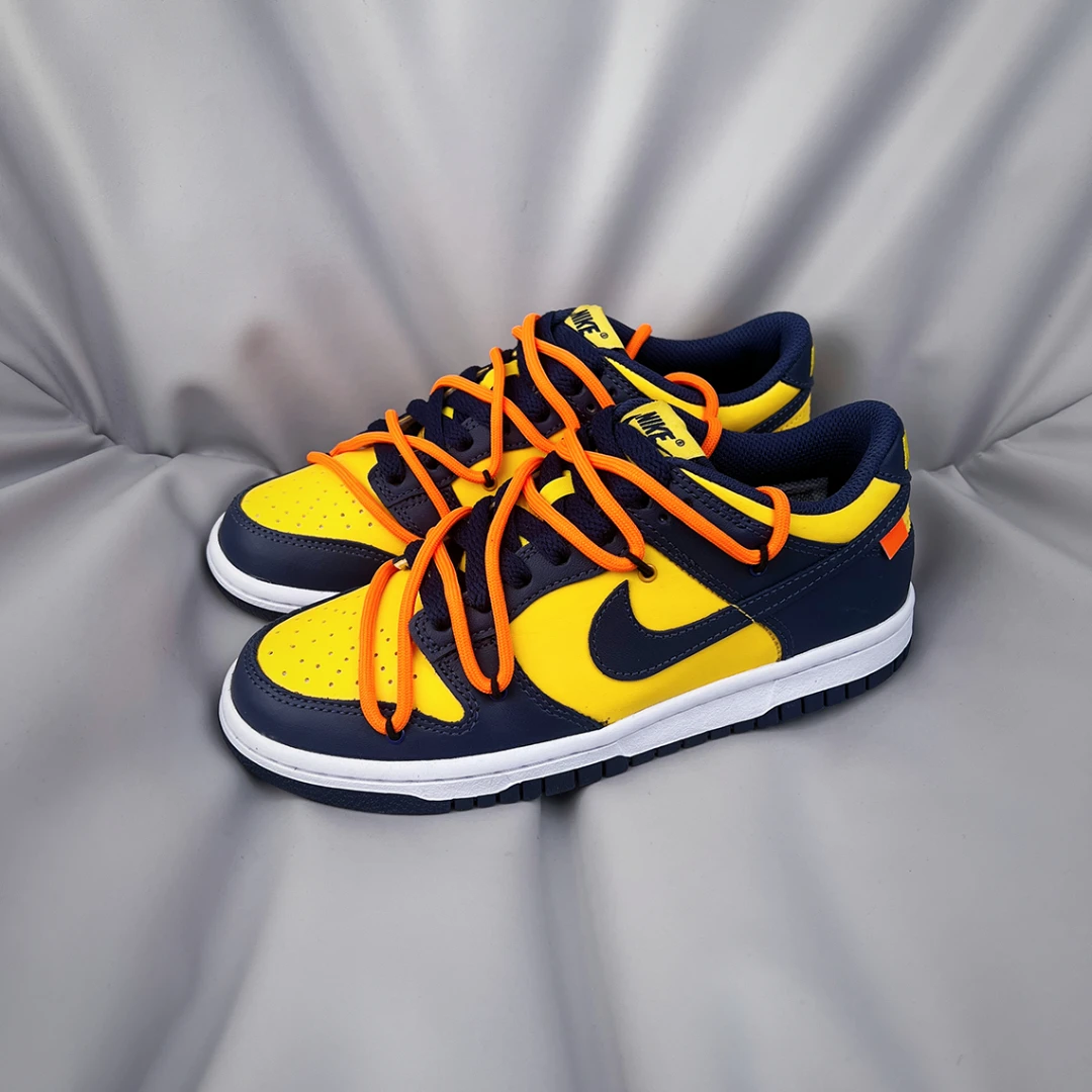 耐克Nike Dunk Low 定制款密歇根 黄蓝橙拼色解构双鞋带运动球鞋