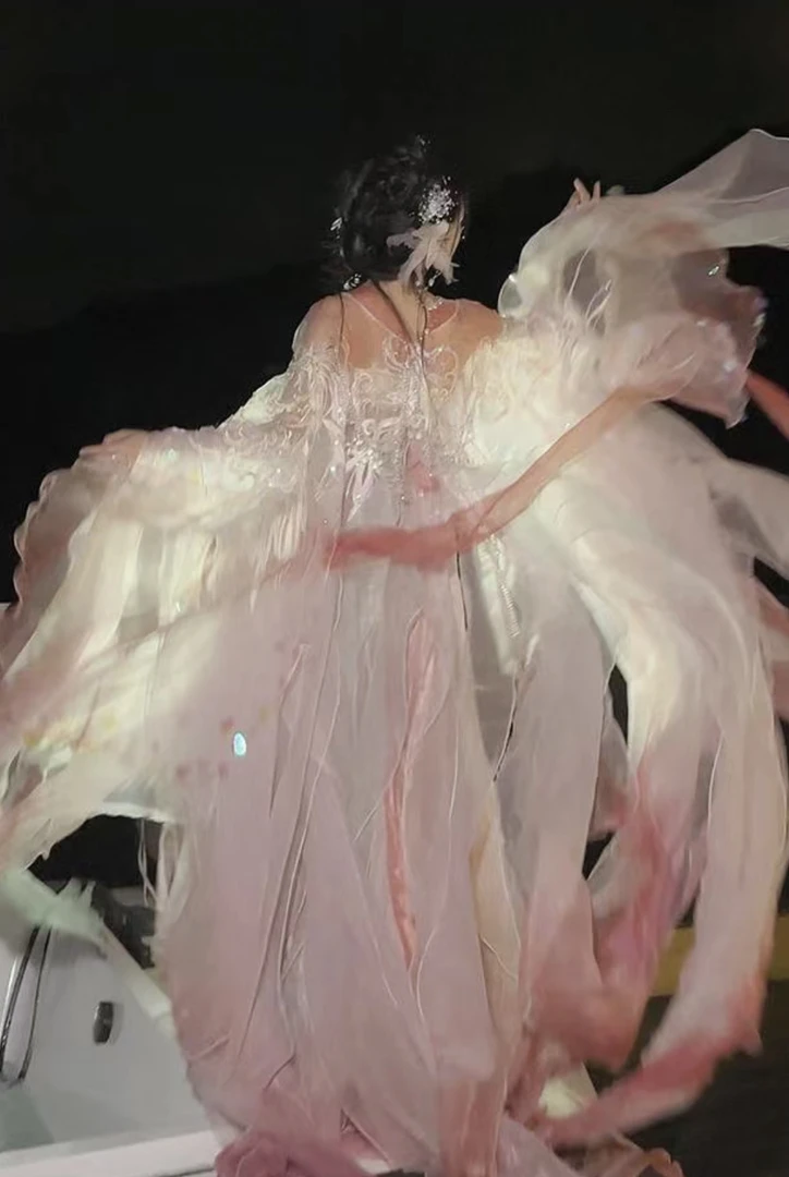 汉服女粉人鱼姬传说神话齐胸系列重工超仙刺绣套装大袖