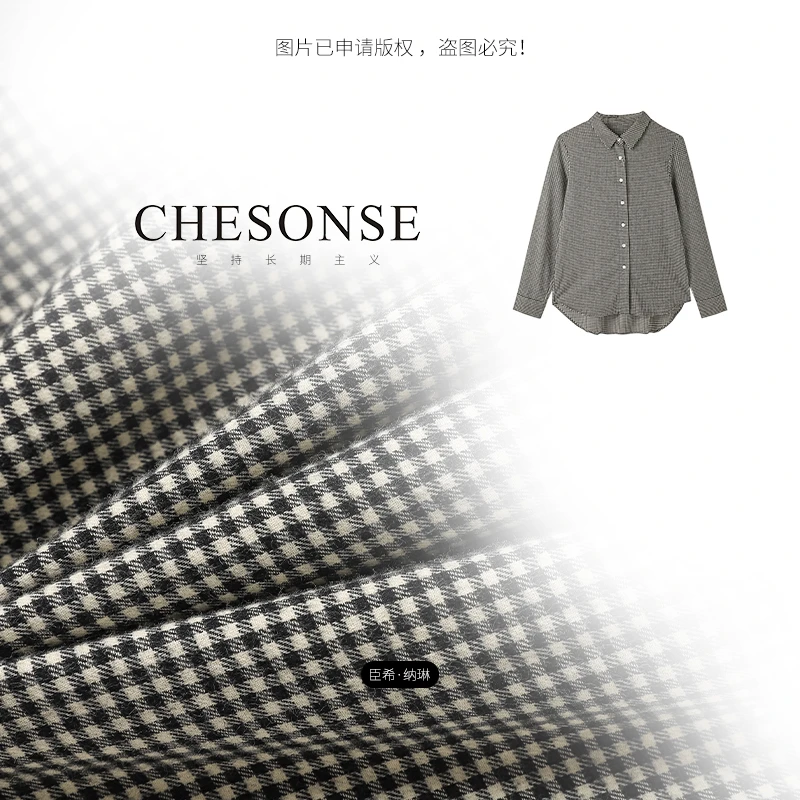 上衣女【格言格语】早秋新款全棉斜纹长袖衬衫0979