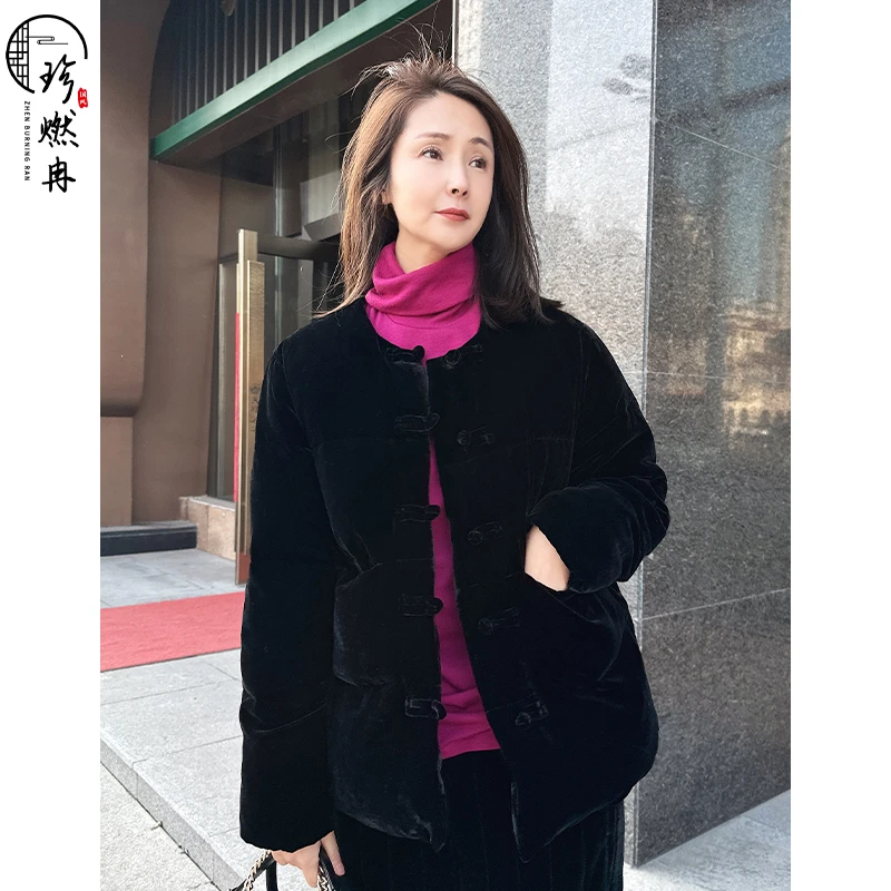 【珍珍优选】【经典桑蚕丝羽绒服】冬季加厚新中式国风上衣W-83416