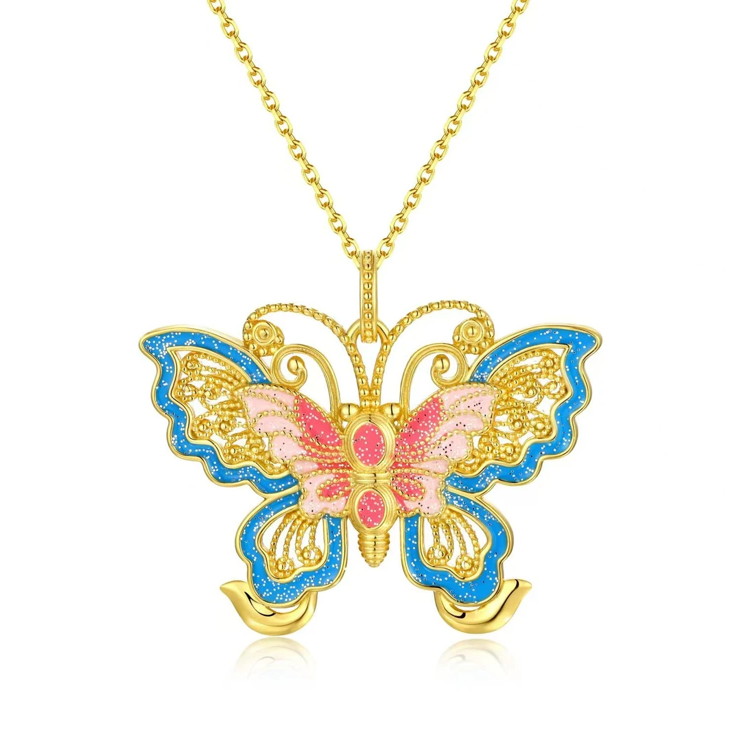 吊坠925银合成锆石 梵亚思成 S925银 国潮风时尚蝴蝶吊坠（赠链）