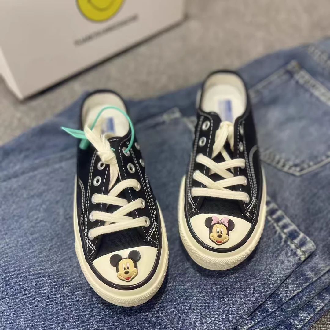 2024夏季AB款个性网红平底百搭帆布鞋拖包头拖鞋男女潮时尚经典潮