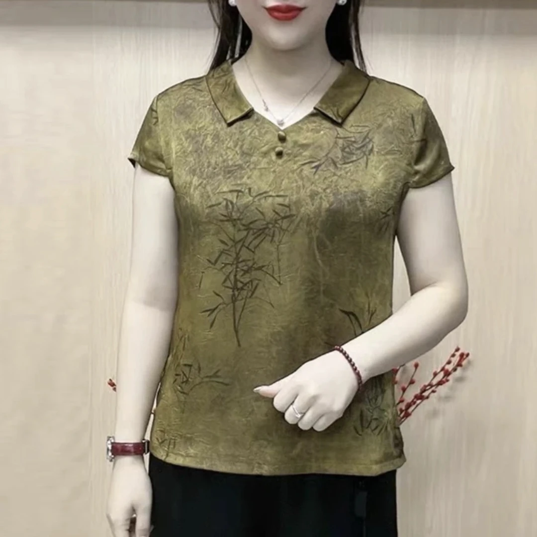 夏季时尚潮流洋气减龄妈妈复古百搭显瘦大码气质妈妈装女士休闲