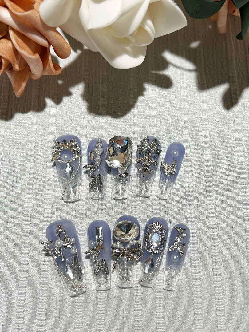 （王者系列印象甲） 纯手工钻饰流苏穿戴甲{找准名字和尺码下单}